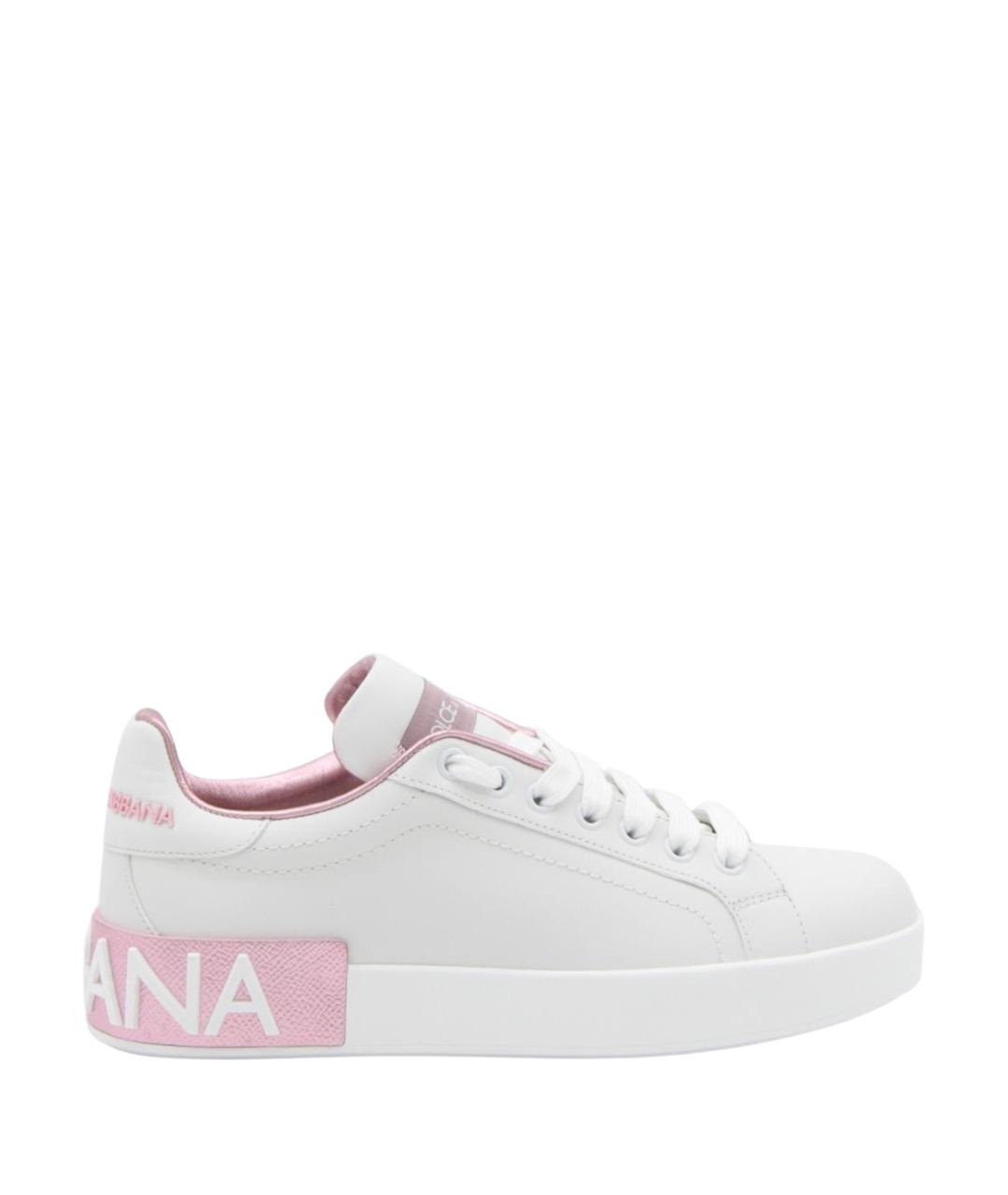 DOLCE&GABBANA Белые кожаные кроссовки, фото 1