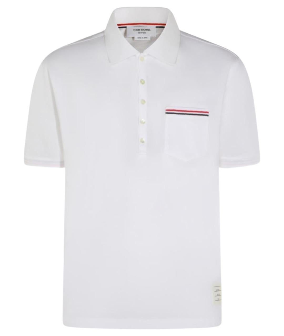 THOM BROWNE Белое хлопковое поло с коротким рукавом, фото 1