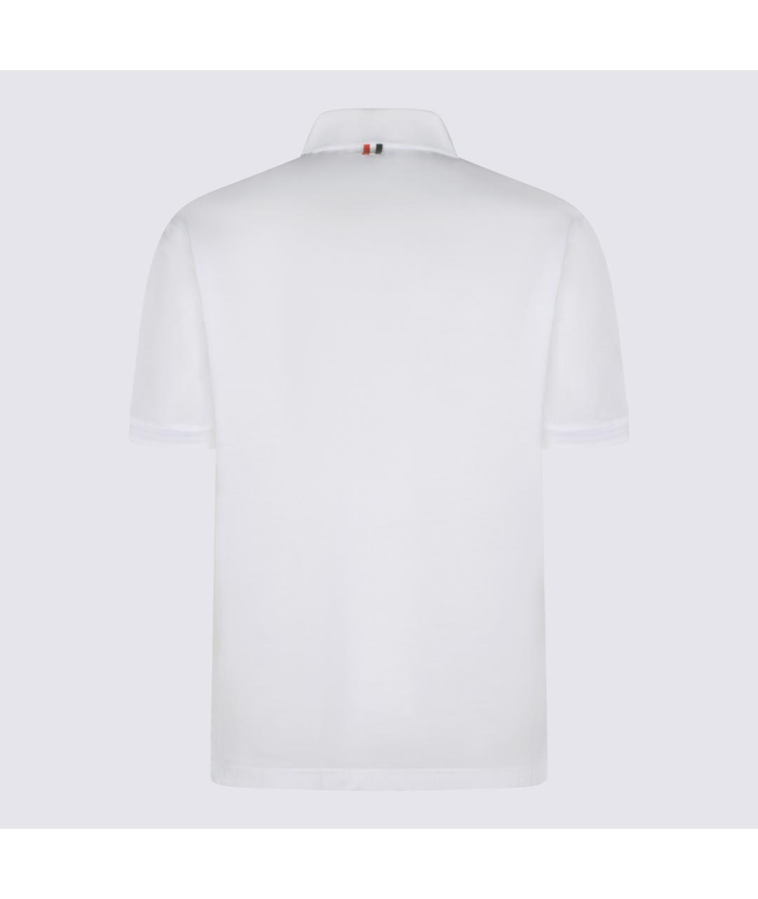 THOM BROWNE Белое хлопковое поло с коротким рукавом, фото 2