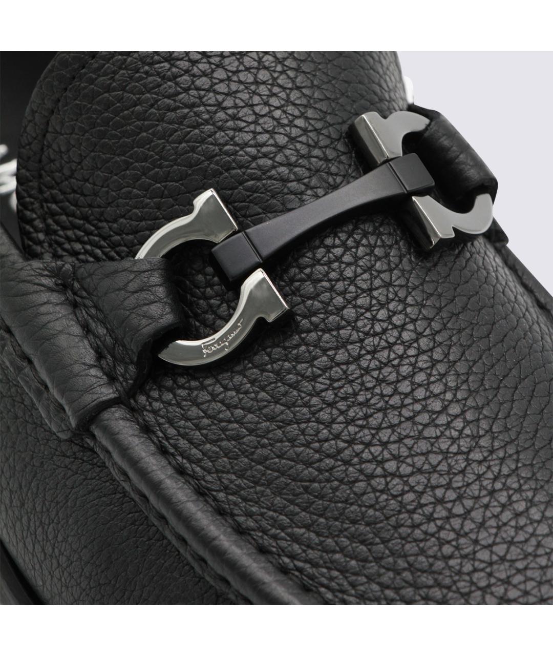 FERRAGAMO Черные кожаные лоферы, фото 4