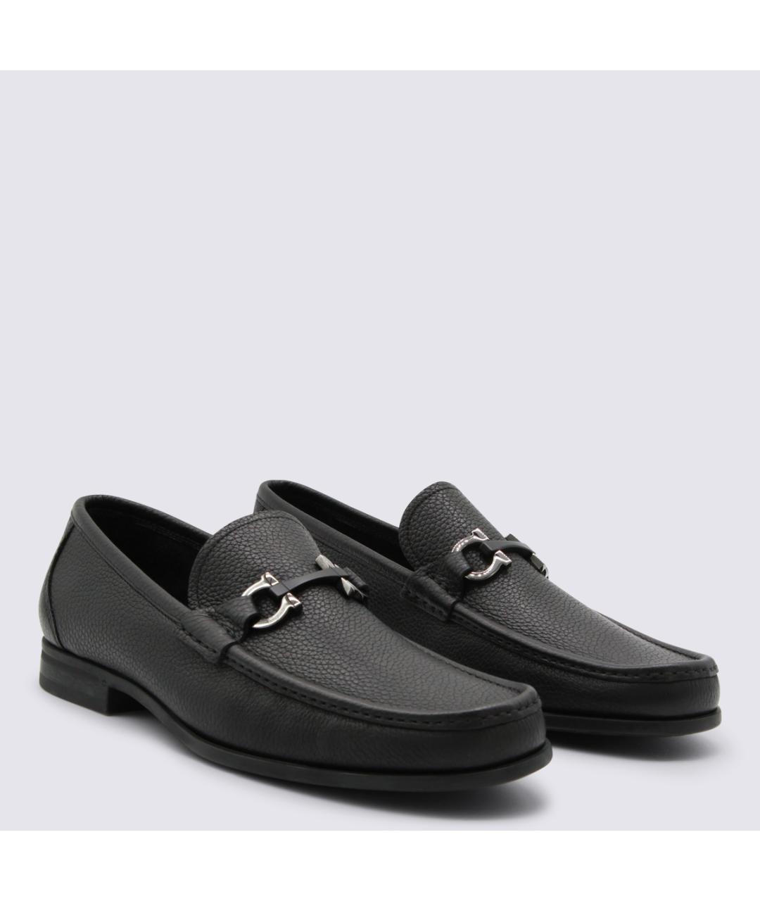 FERRAGAMO Черные кожаные лоферы, фото 2