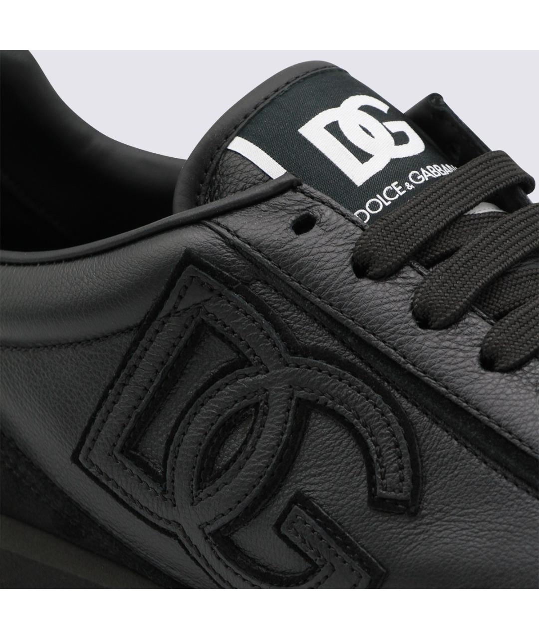 DOLCE&GABBANA Черные кожаные низкие кроссовки / кеды, фото 4