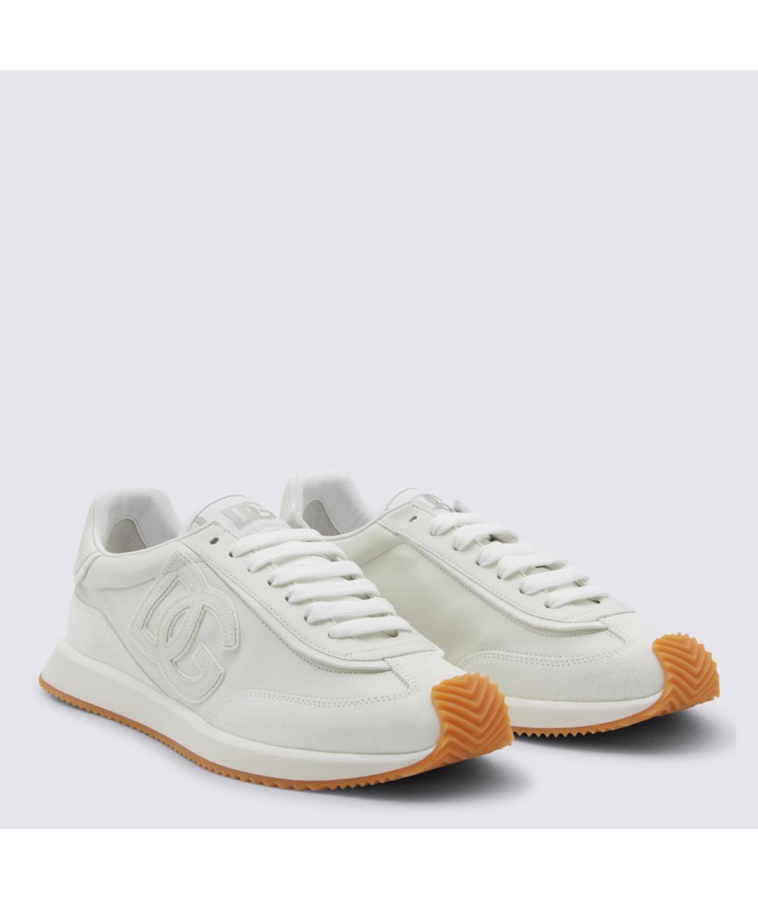 DOLCE&GABBANA Белые кожаные низкие кроссовки / кеды, фото 2