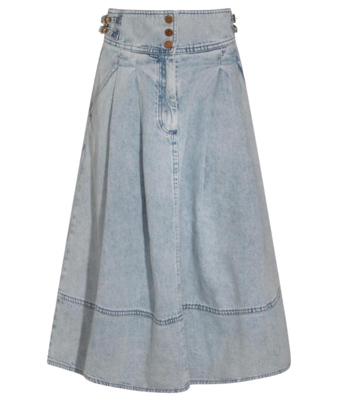 ZIMMERMANN Голубая хлопковая юбка миди, фото 1