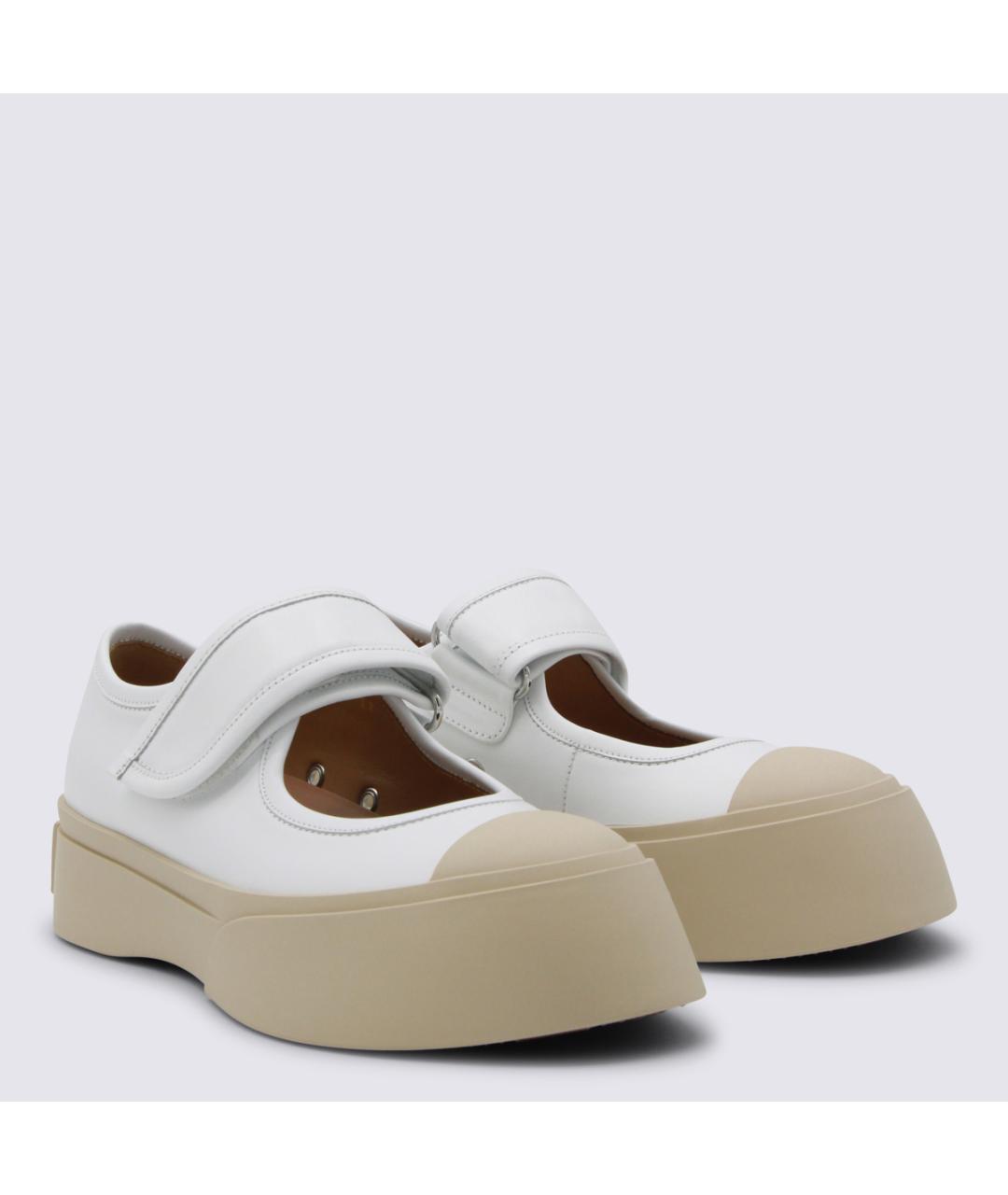 MARNI Белые кожаные кроссовки, фото 2