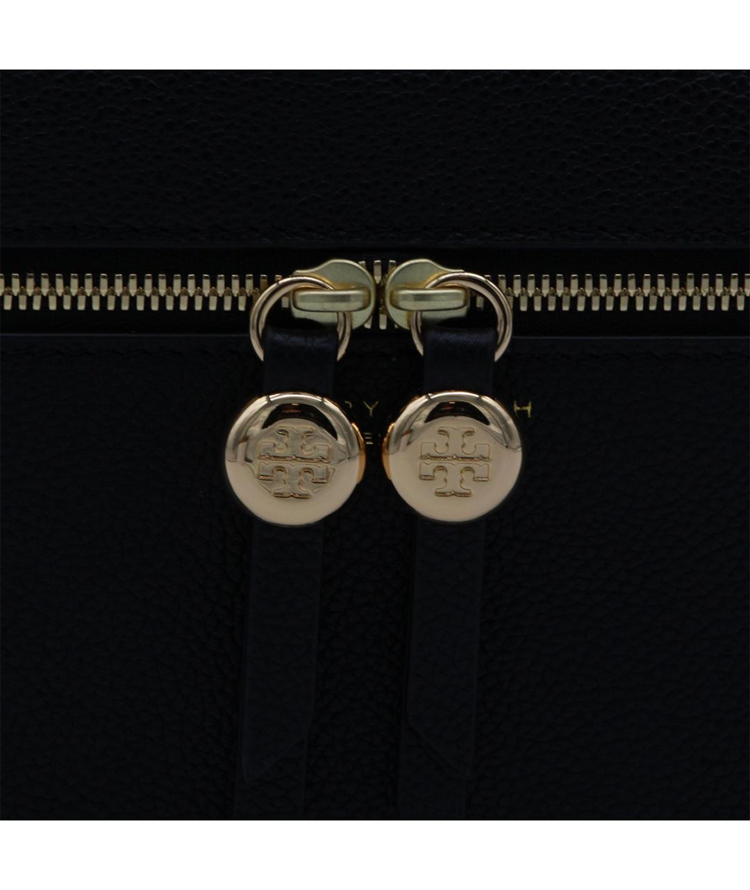 TORY BURCH Черная кожаная сумка с короткими ручками, фото 4