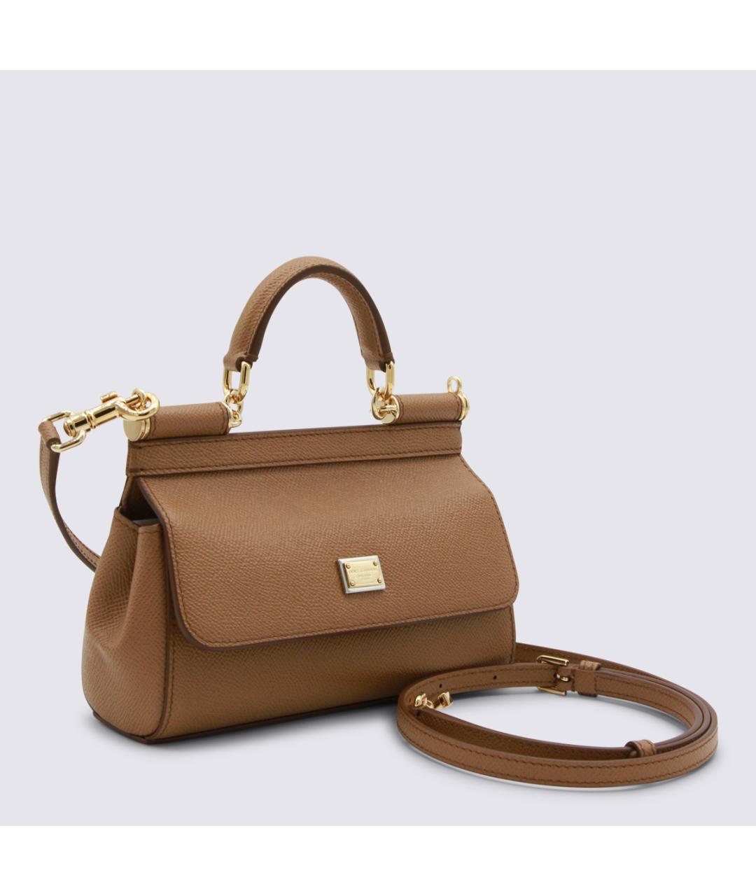 DOLCE&GABBANA Коричневая кожаная сумка тоут, фото 2