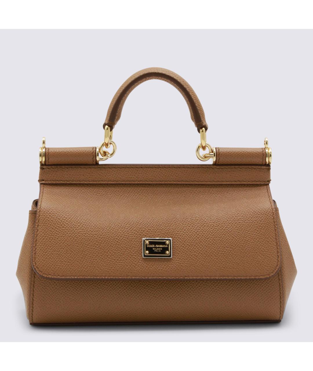 DOLCE&GABBANA Коричневая кожаная сумка тоут, фото 5