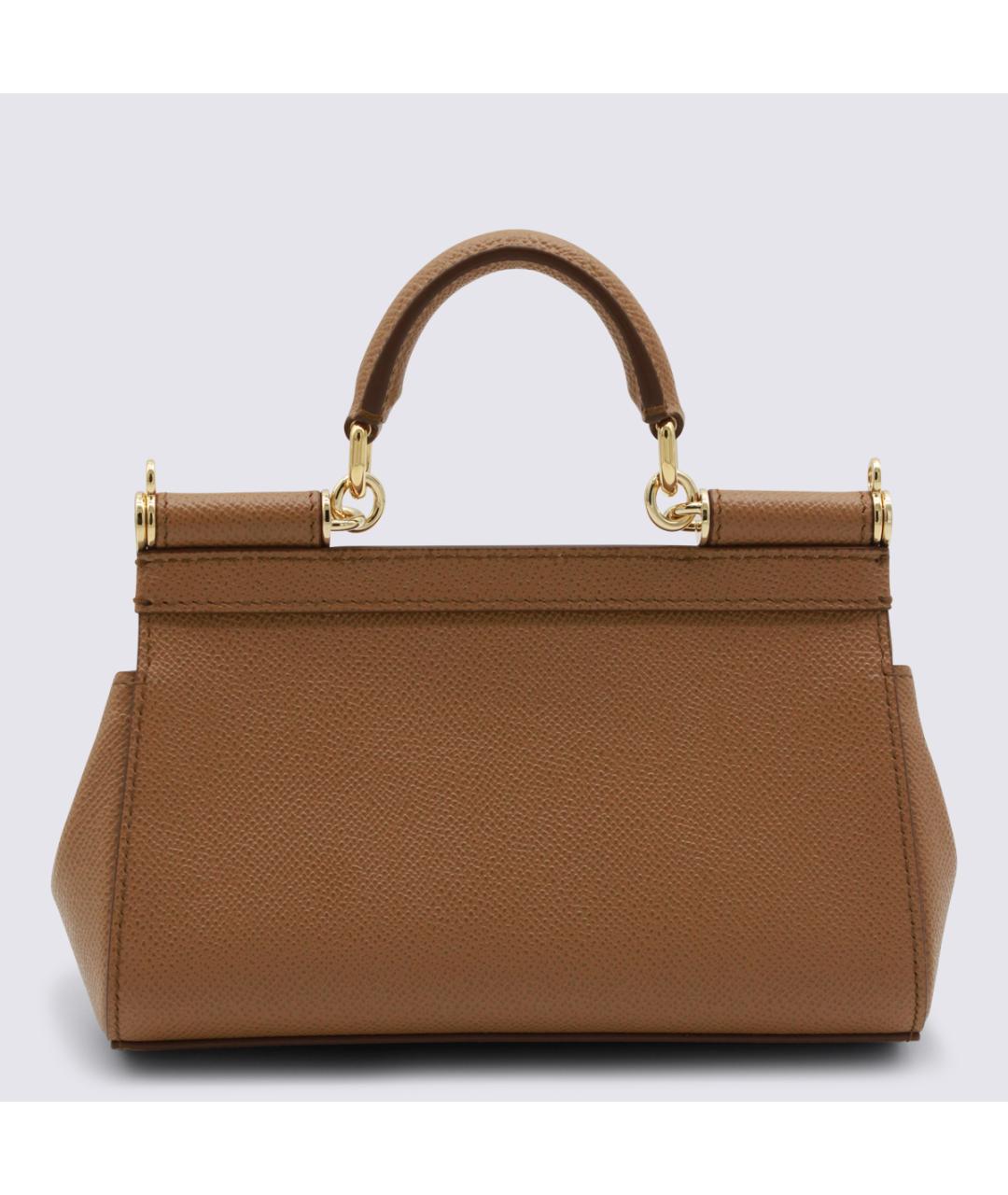 DOLCE&GABBANA Коричневая кожаная сумка тоут, фото 3