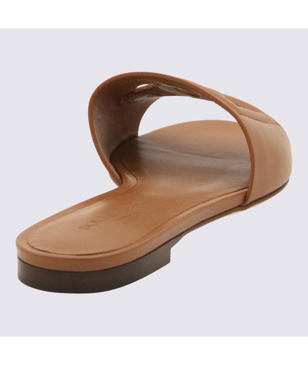 DOLCE&GABBANA Коричневые кожаные шлепанцы, фото 2