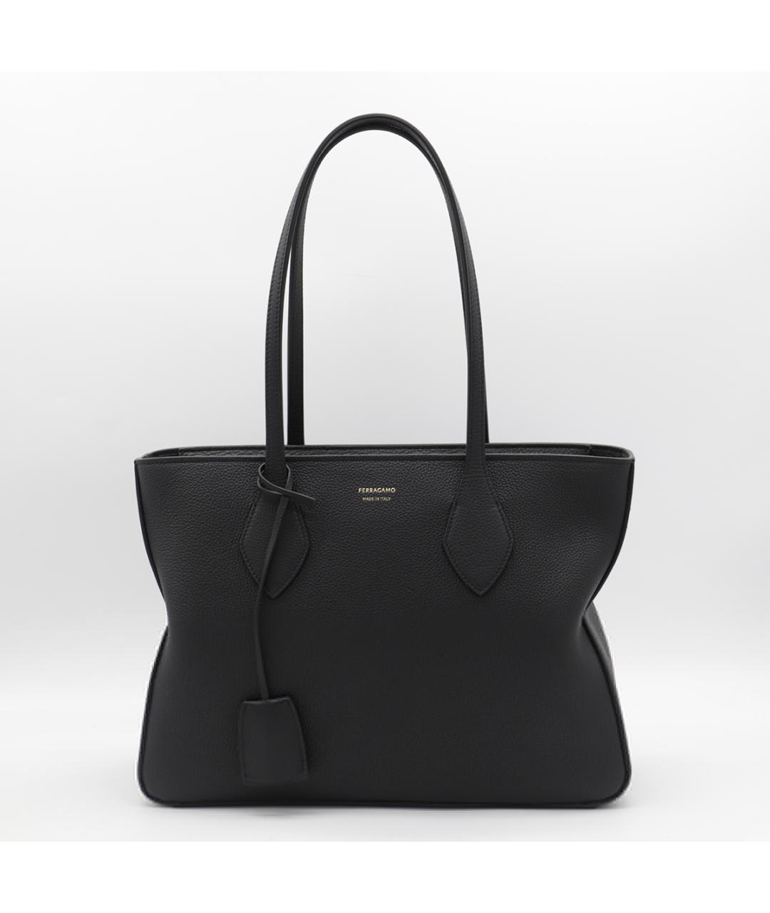 FERRAGAMO Черная кожаная сумка тоут, фото 3
