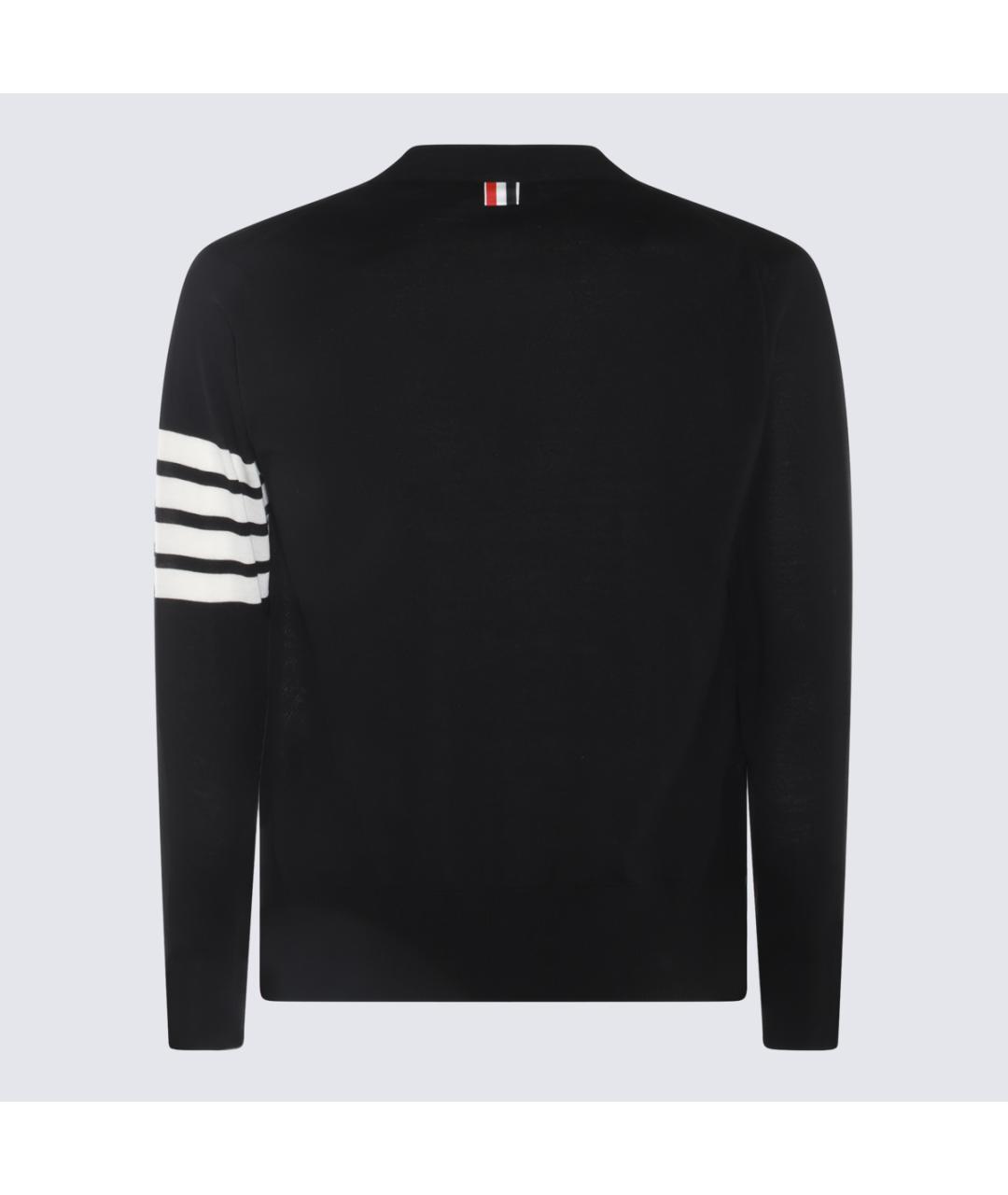 THOM BROWNE Черный шерстяной кардиган, фото 2