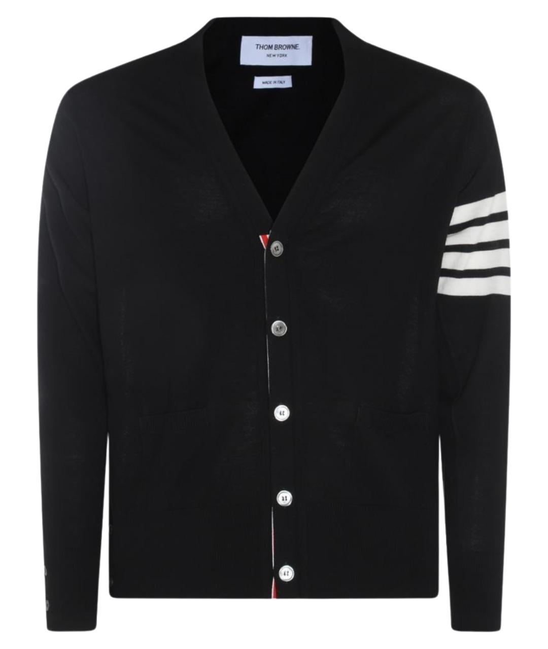 THOM BROWNE Черный шерстяной кардиган, фото 1