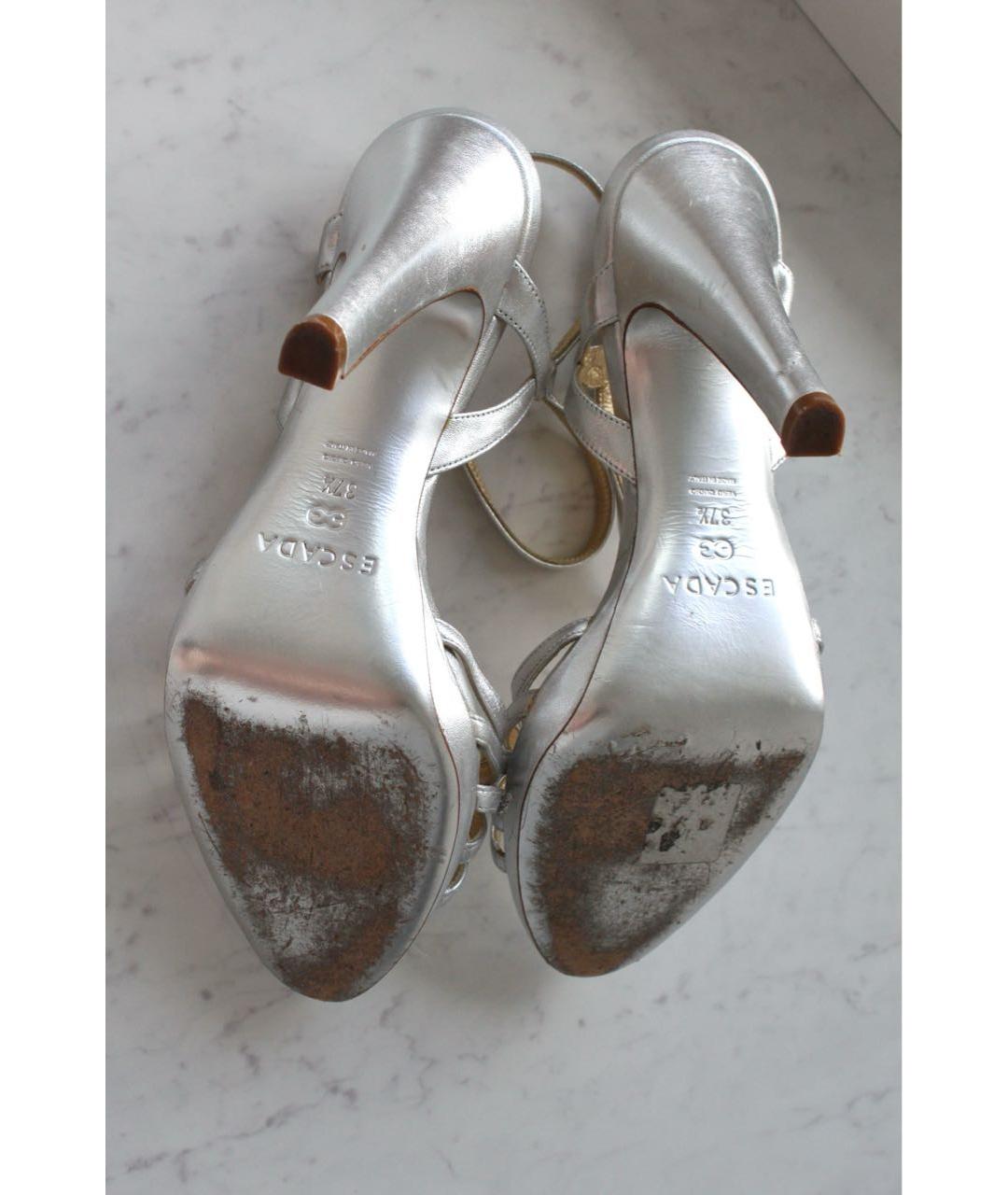 ESCADA Серебряные кожаные босоножки, фото 5