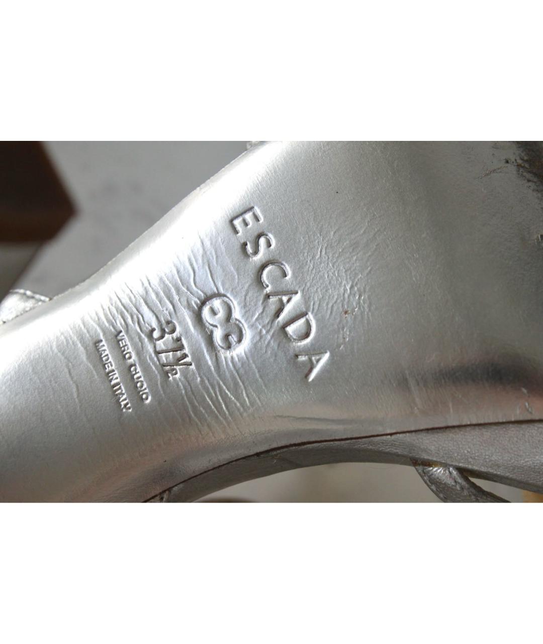 ESCADA Серебряные кожаные босоножки, фото 6