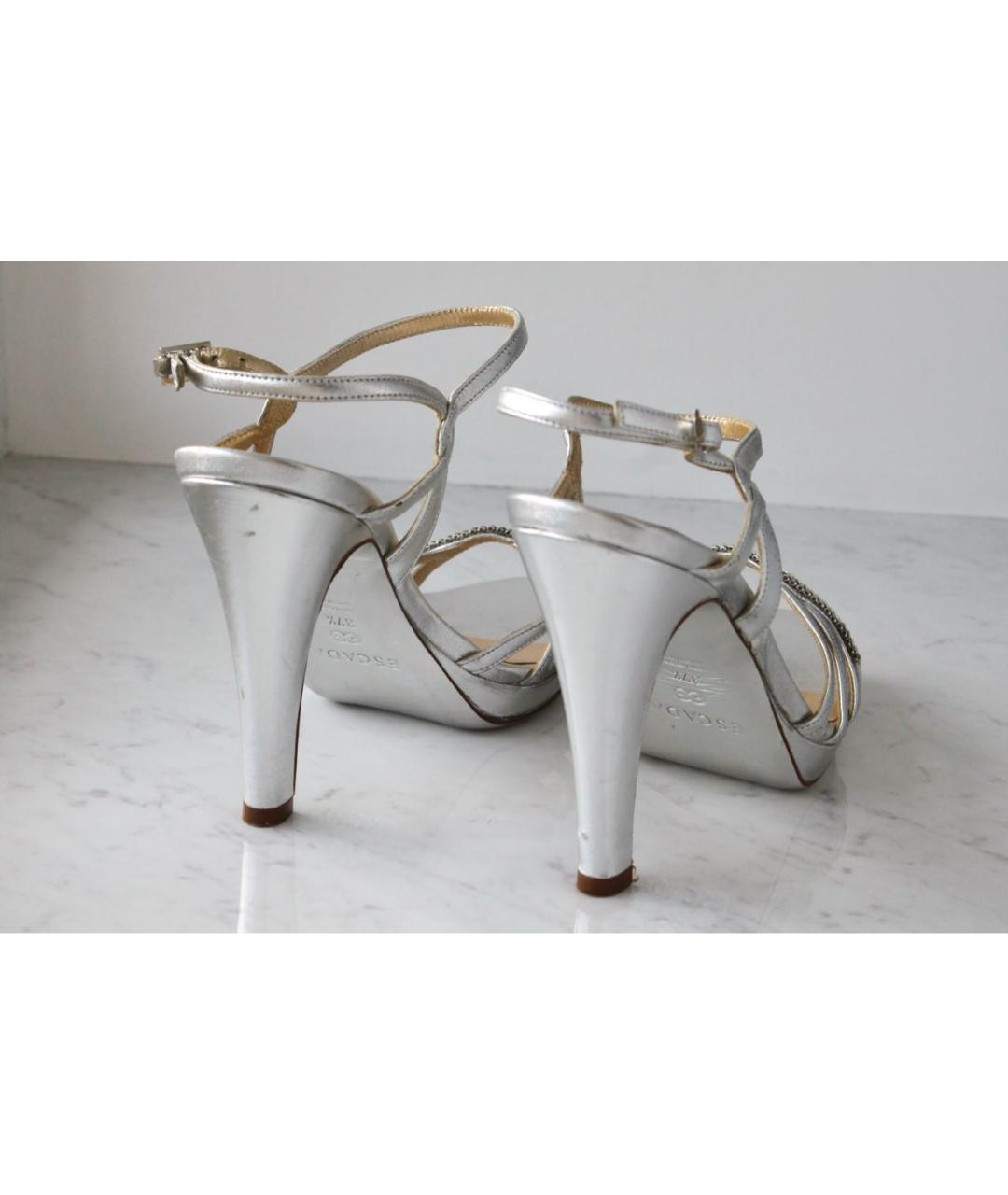 ESCADA Серебряные кожаные босоножки, фото 4