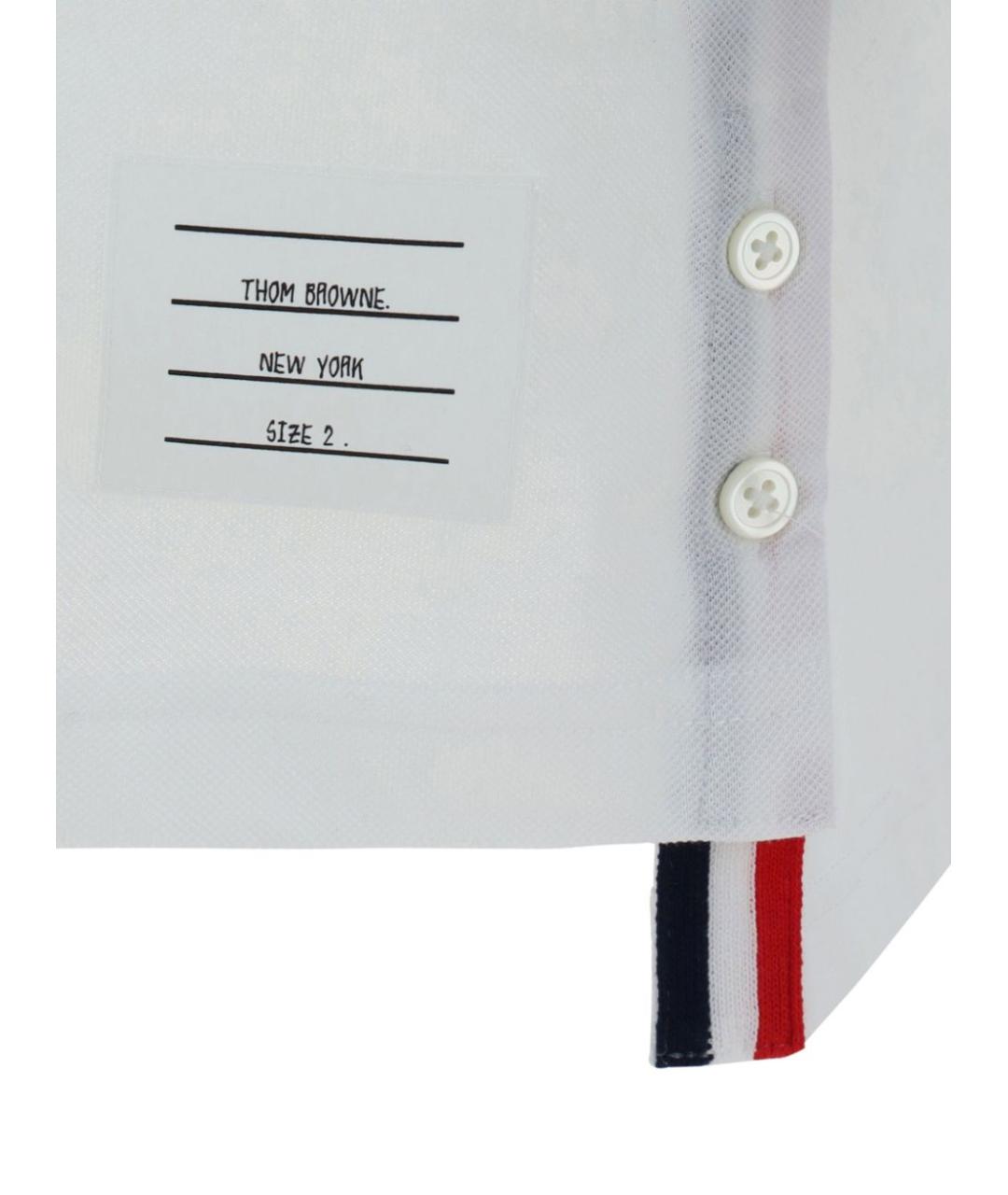 THOM BROWNE Белое хлопковое поло с коротким рукавом, фото 3