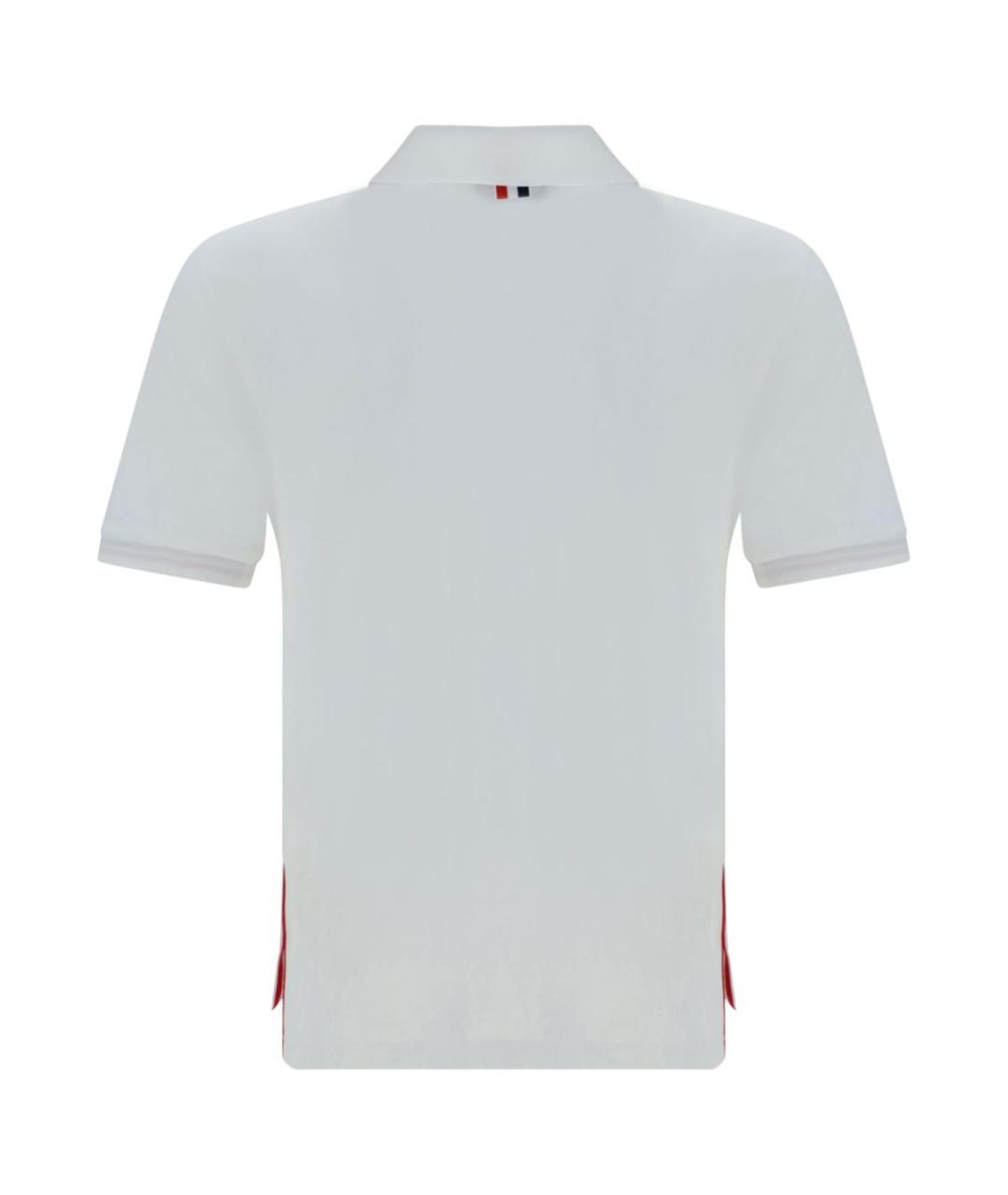 THOM BROWNE Белое хлопковое поло с коротким рукавом, фото 4