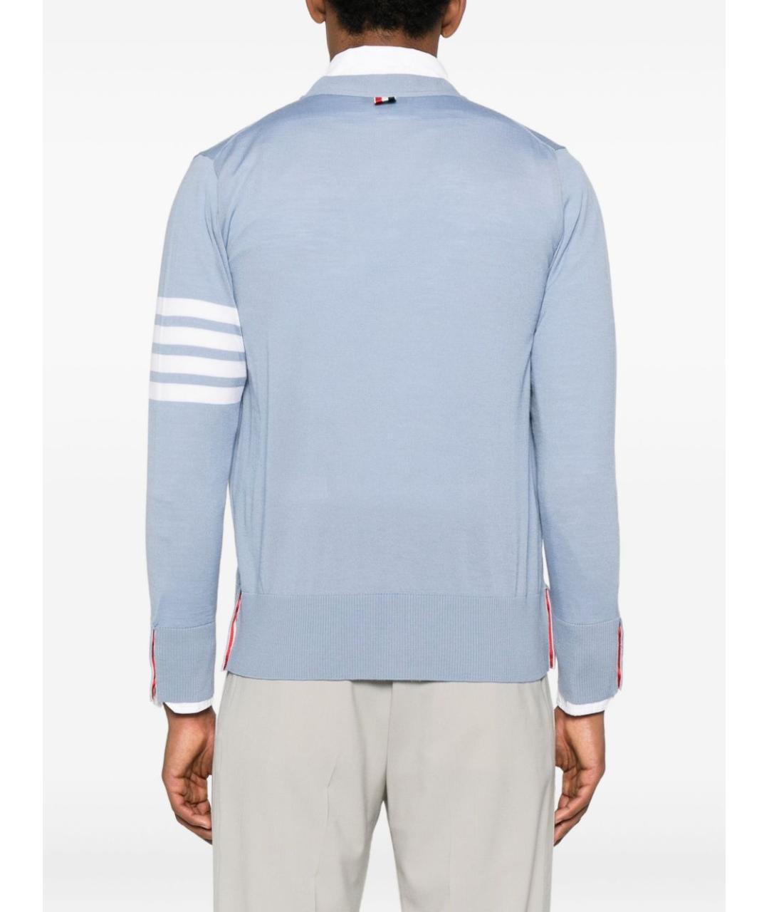 THOM BROWNE Голубой шерстяной кардиган, фото 5