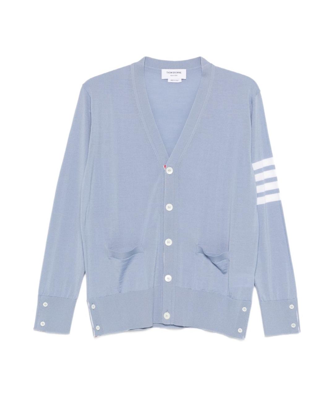 THOM BROWNE Голубой шерстяной кардиган, фото 1