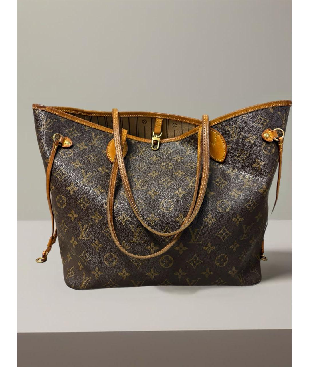 LOUIS VUITTON Коричневая кожаная сумка тоут, фото 3