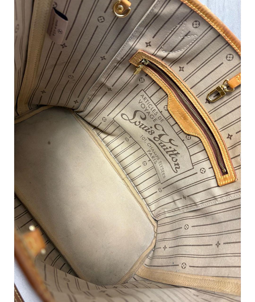 LOUIS VUITTON Коричневая кожаная сумка тоут, фото 4