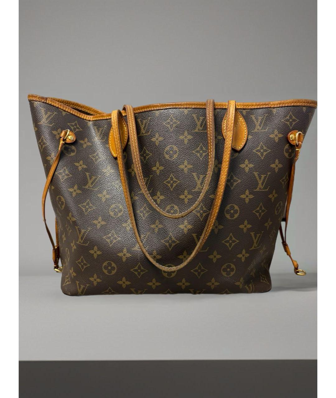 LOUIS VUITTON Коричневая кожаная сумка тоут, фото 7