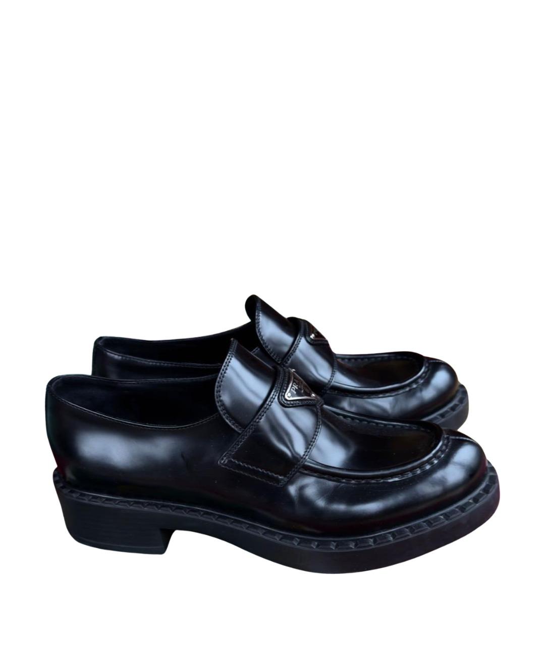 PRADA Черные кожаные лоферы, фото 1