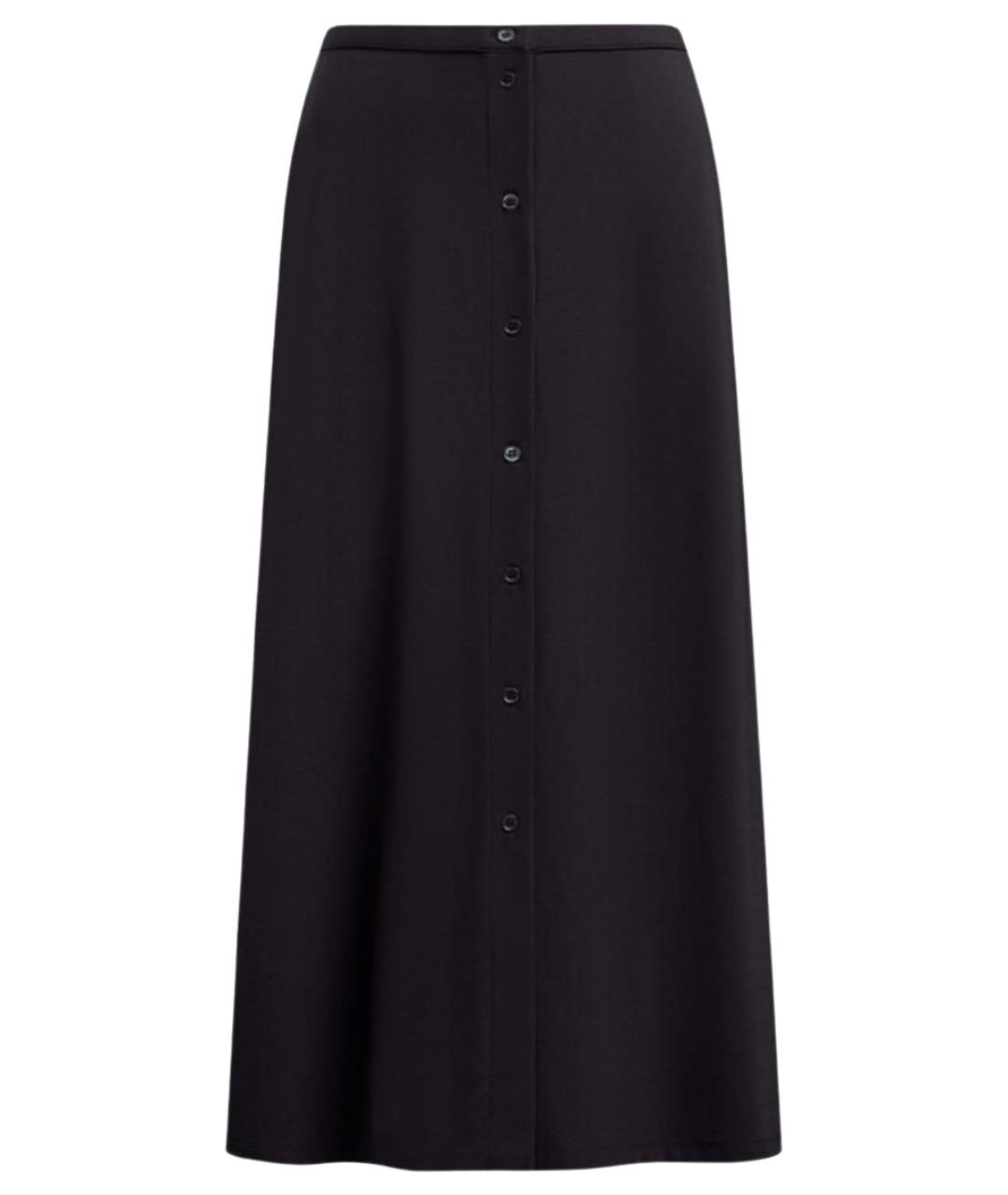12 STOREEZ Черная полиамидовая юбка миди, фото 1
