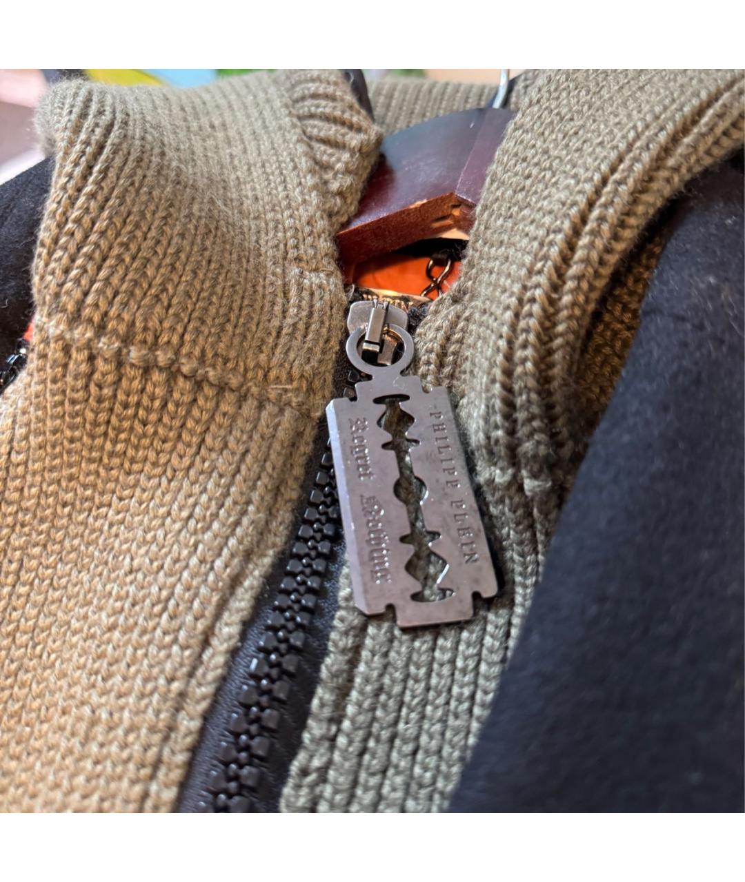 PHILIPP PLEIN Хаки шерстяная куртка, фото 4