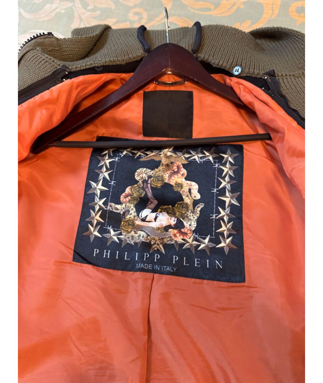 PHILIPP PLEIN Хаки шерстяная куртка, фото 3