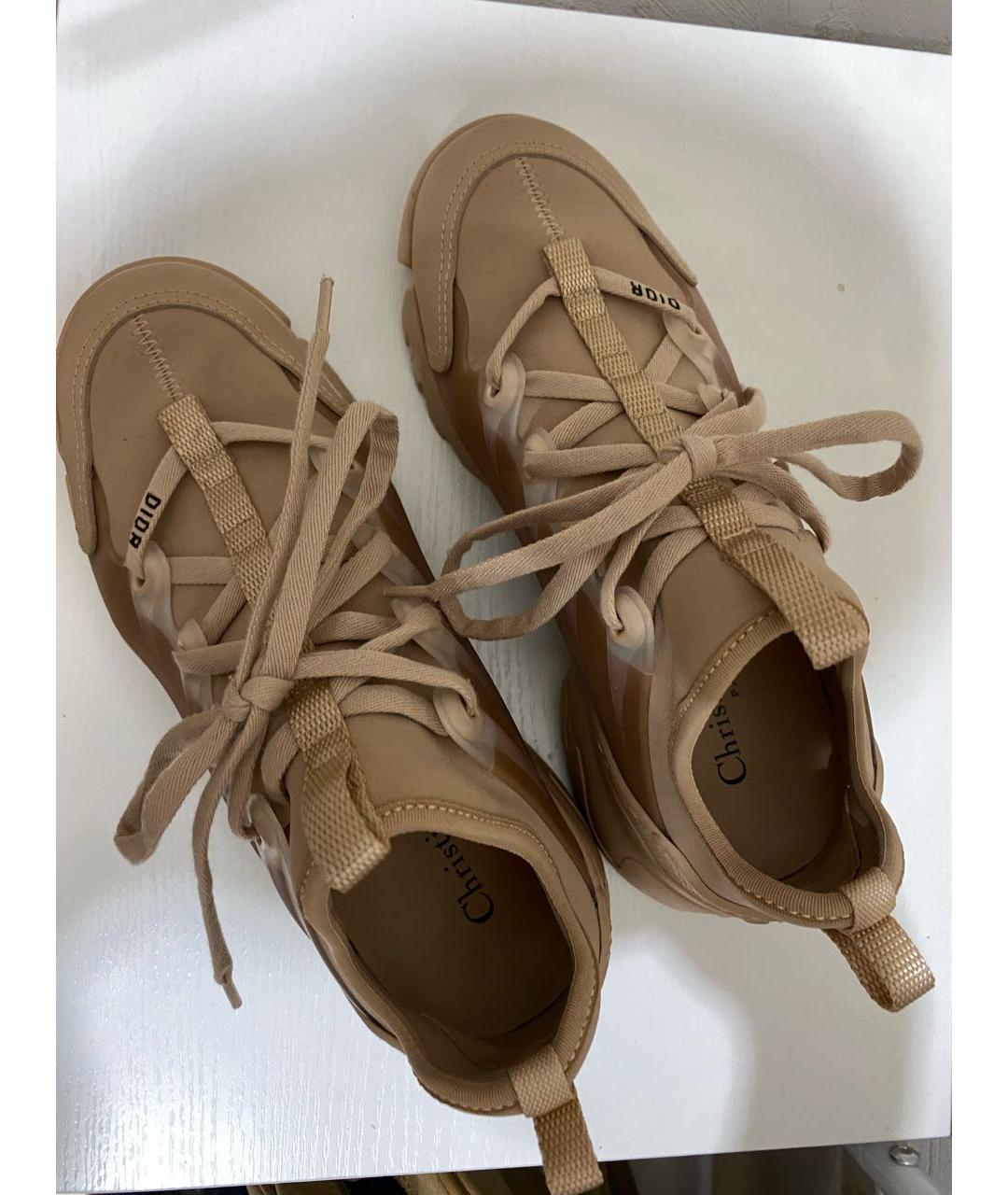 CHRISTIAN DIOR Бежевые текстильные кроссовки, фото 4
