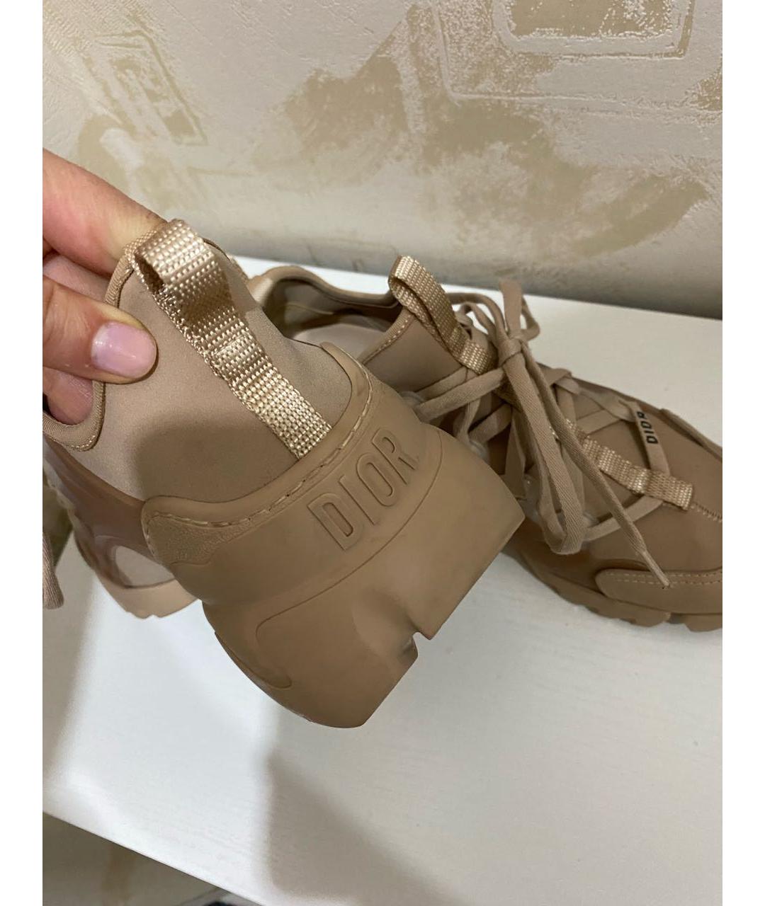 CHRISTIAN DIOR Бежевые текстильные кроссовки, фото 7