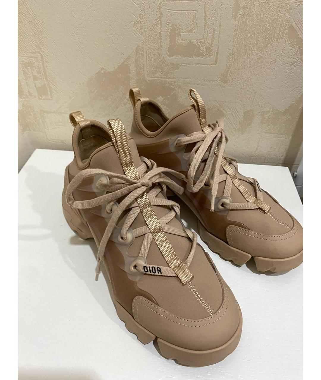 CHRISTIAN DIOR Бежевые текстильные кроссовки, фото 2