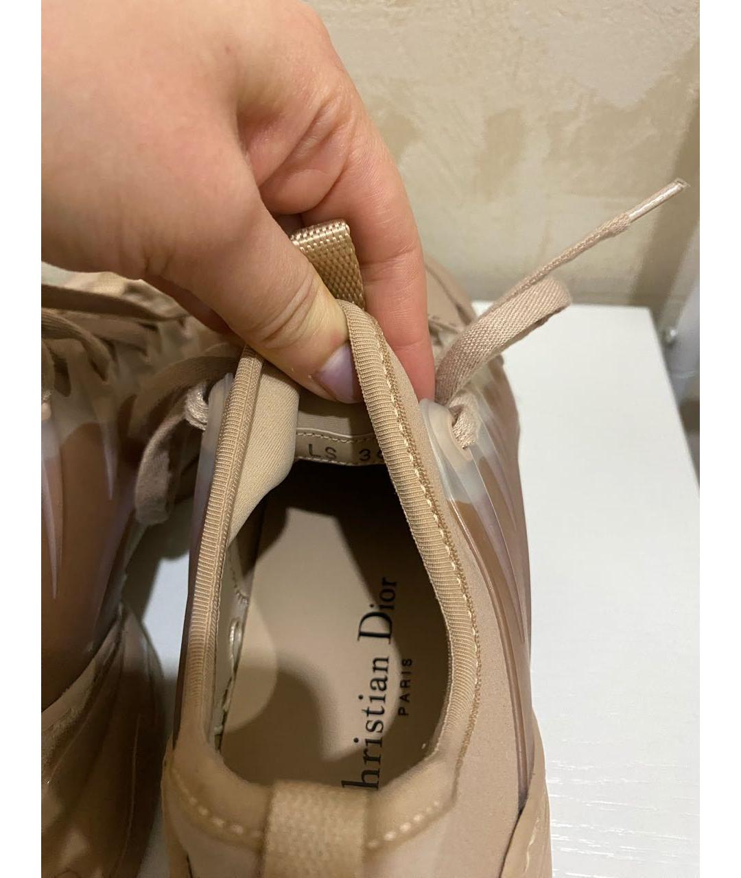 CHRISTIAN DIOR Бежевые текстильные кроссовки, фото 9