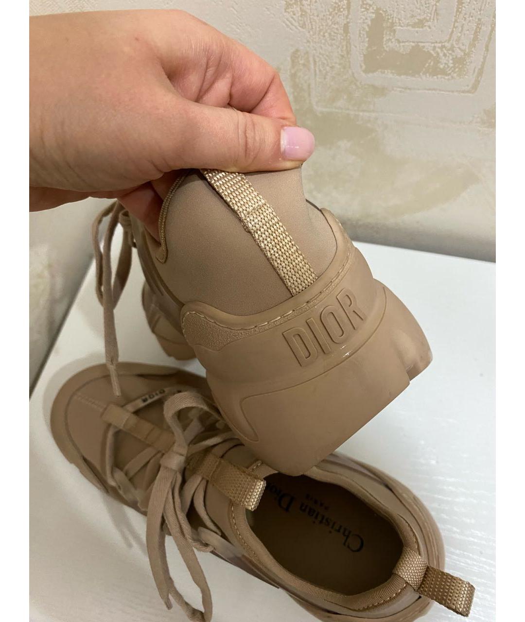 CHRISTIAN DIOR Бежевые текстильные кроссовки, фото 6