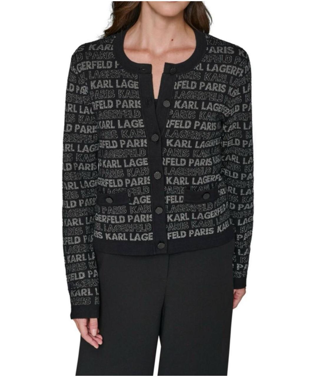 KARL LAGERFELD Черный хлопковый кардиган, фото 2