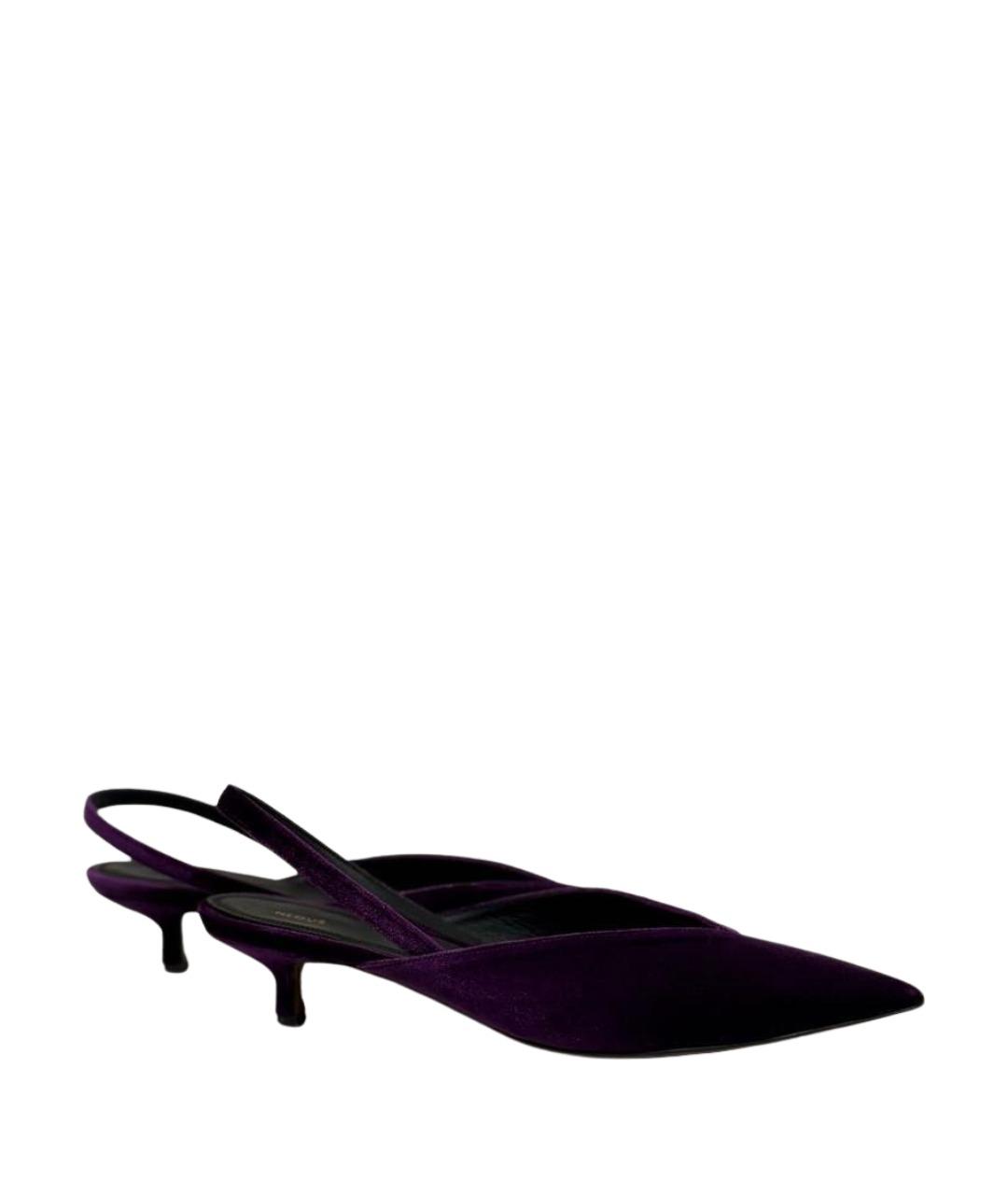 NEOUS Фиолетовые текстильные лодочки на низком каблуке, фото 1