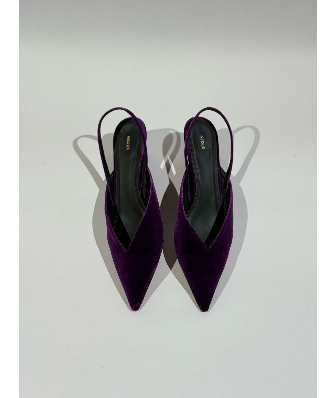 NEOUS Фиолетовые текстильные лодочки на низком каблуке, фото 4