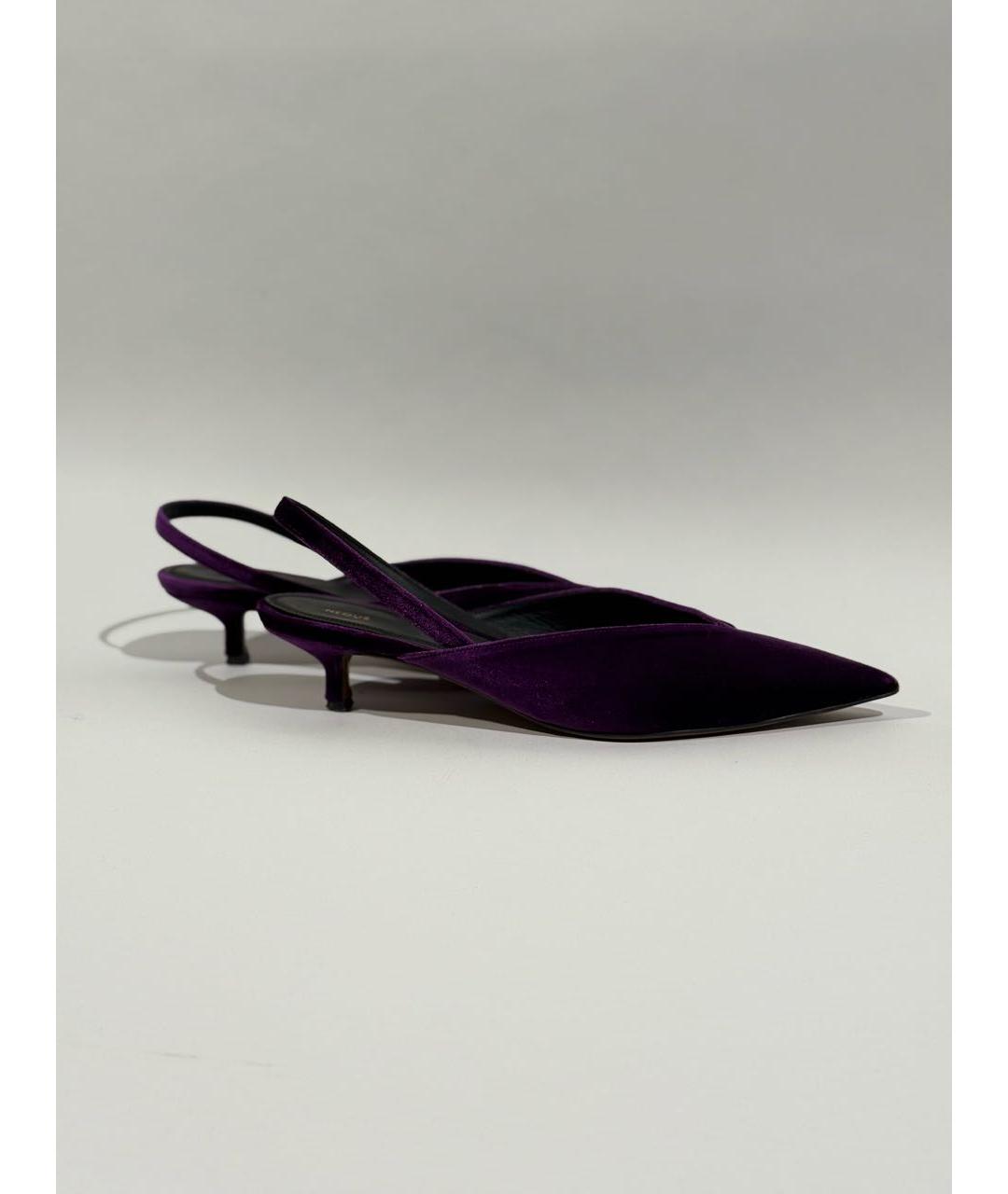 NEOUS Фиолетовые текстильные лодочки на низком каблуке, фото 6