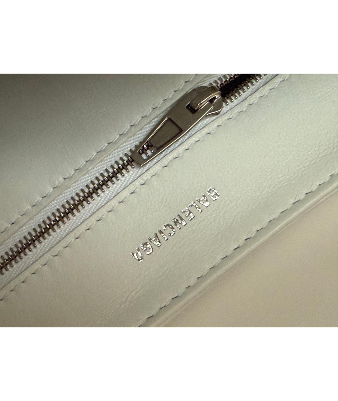 BALENCIAGA Белая кожаная сумка через плечо, фото 4