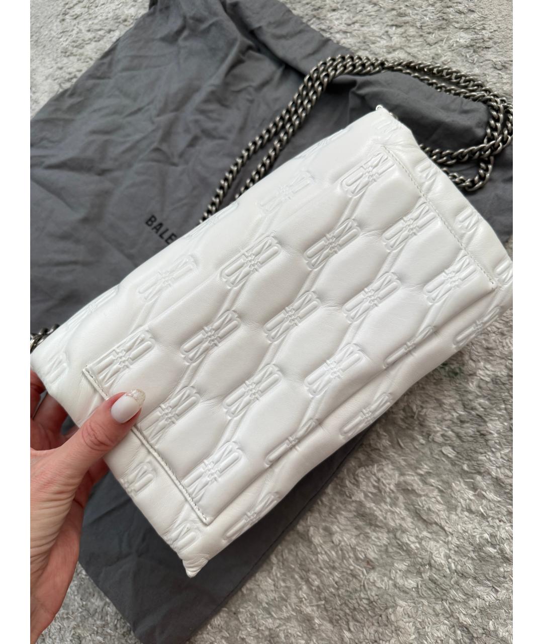 BALENCIAGA Белая кожаная сумка через плечо, фото 3