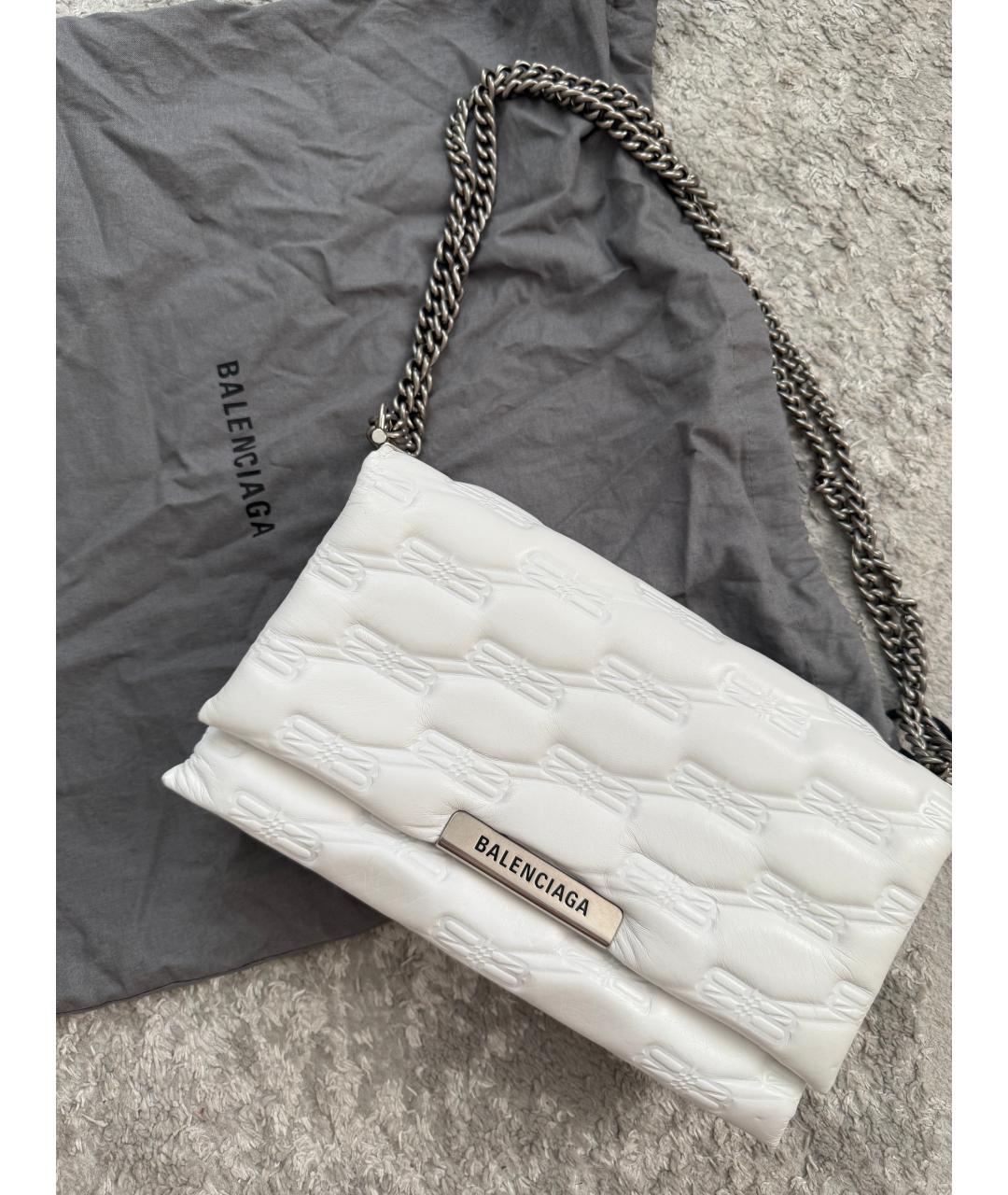 BALENCIAGA Белая кожаная сумка через плечо, фото 5