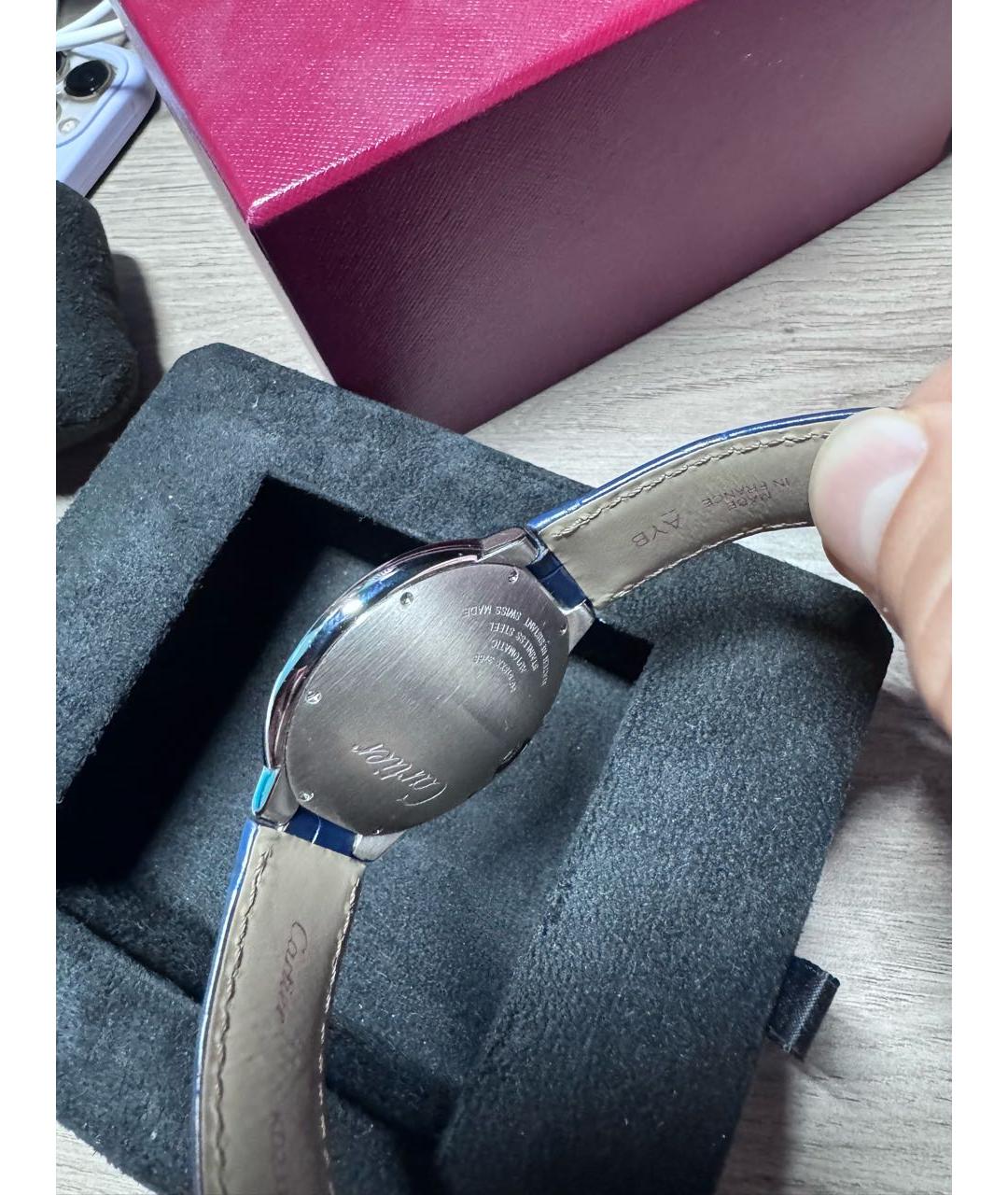 CARTIER Темно-синие металлические часы, фото 8