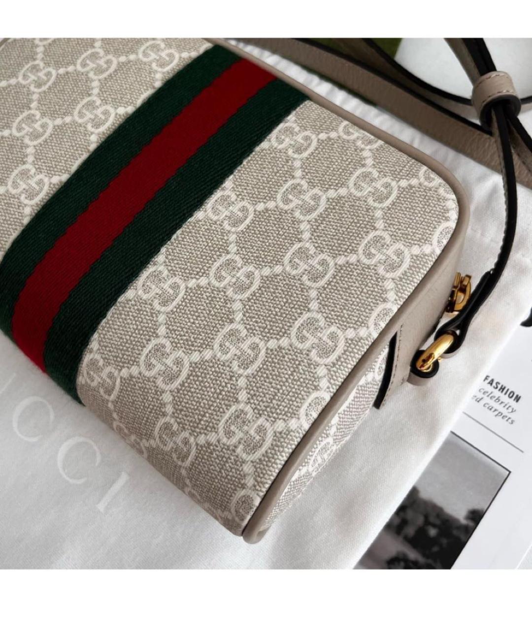 GUCCI Бежевая кожаная сумка через плечо, фото 4