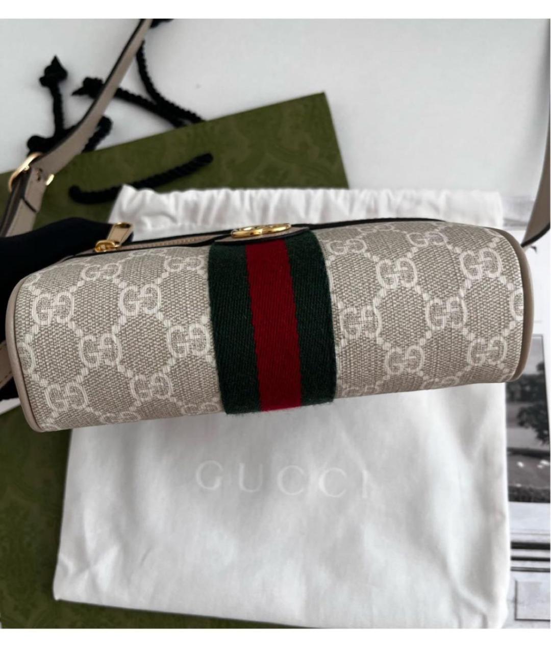 GUCCI Бежевая кожаная сумка через плечо, фото 6
