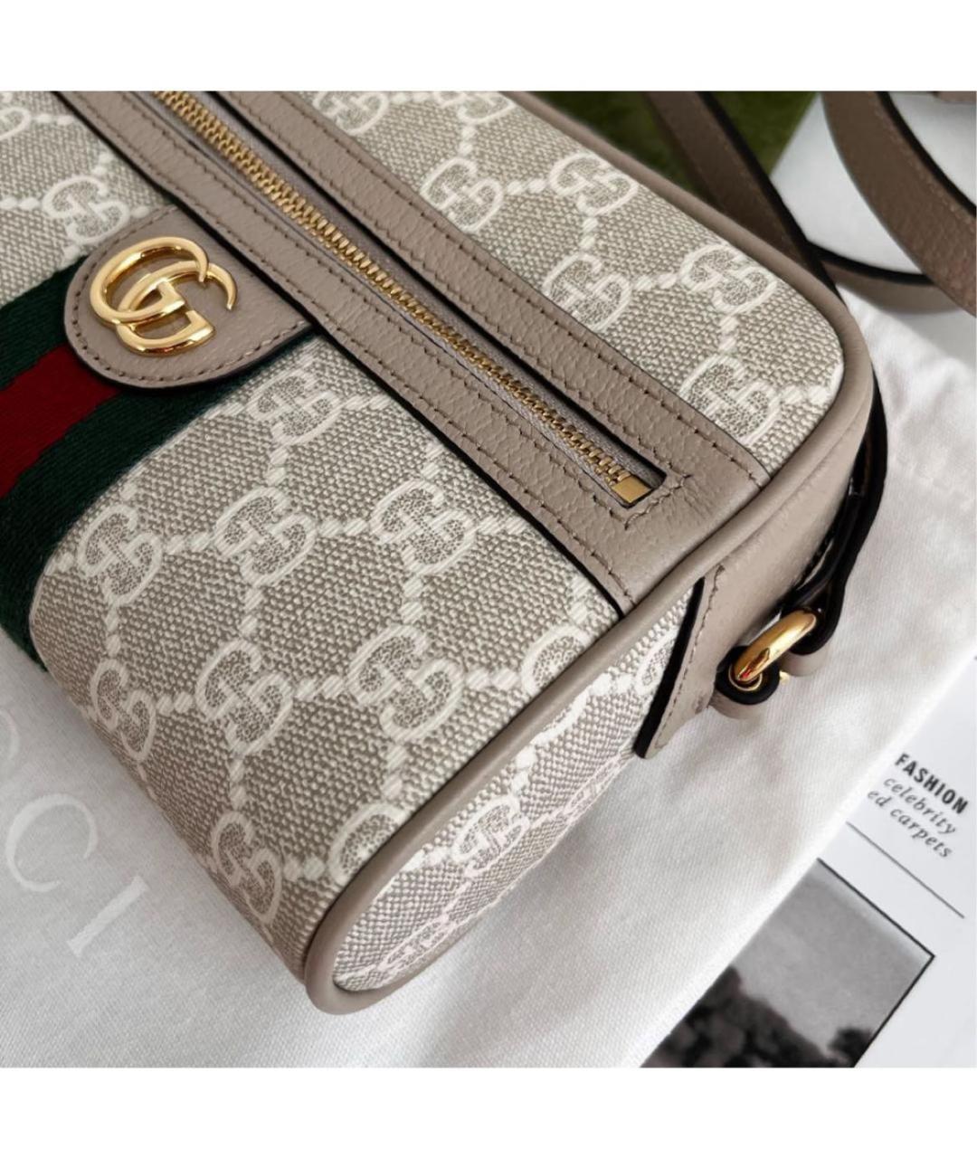 GUCCI Бежевая кожаная сумка через плечо, фото 5