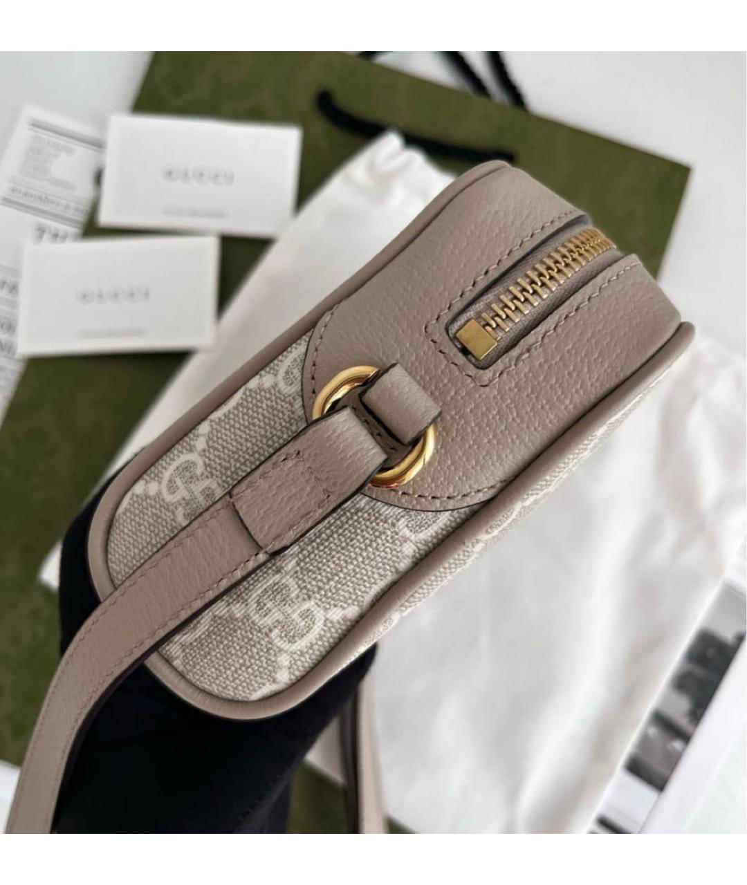 GUCCI Бежевая кожаная сумка через плечо, фото 7