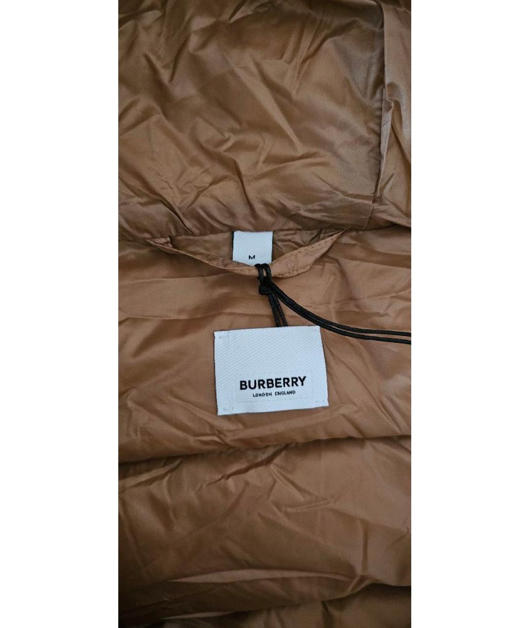 BURBERRY Коричневый полиэстеровый пуховик, фото 3