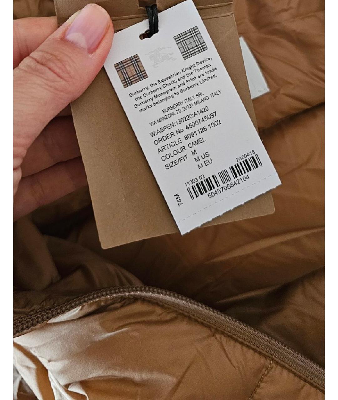 BURBERRY Коричневый полиэстеровый пуховик, фото 9